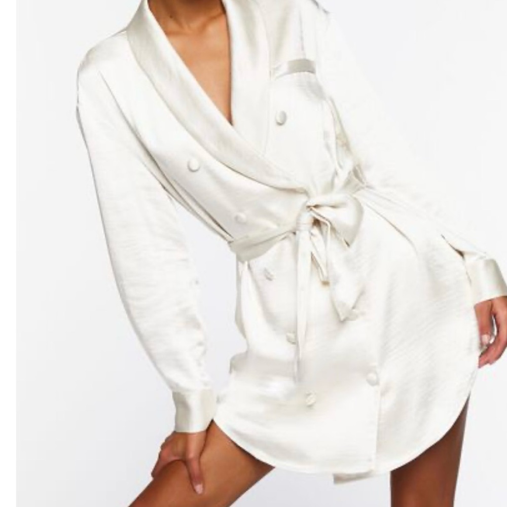 White Satin Blazer Dress